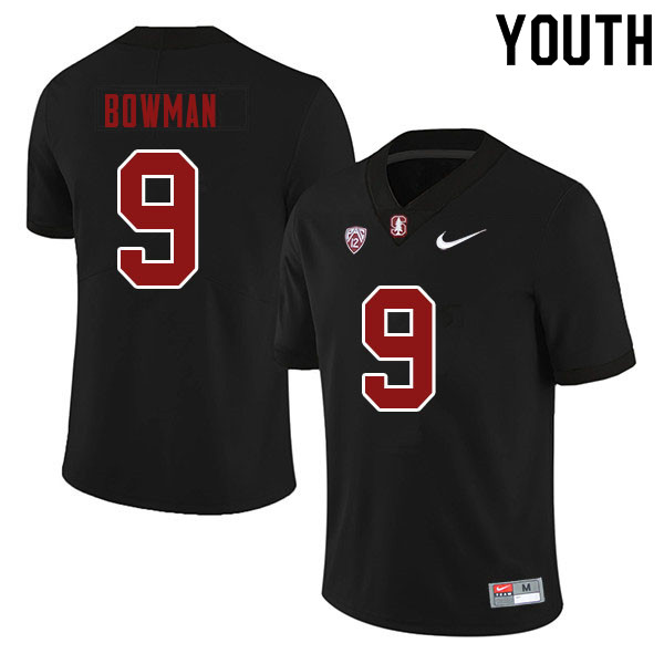 Youth #9 Colby Bowman Stanford Cardinal College Football Jerseys Sale-Black - Click Image to Close